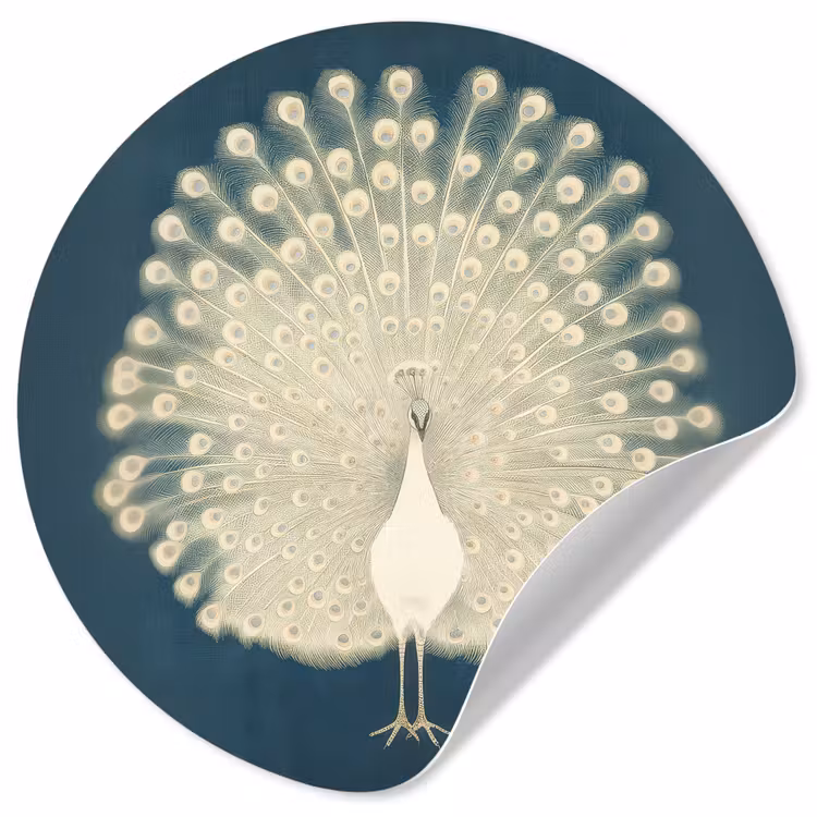 Behangcirkel - Vogel - Blauw - Vintage — 1