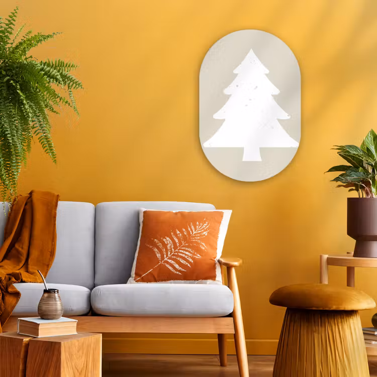 Muurovaal - Japandi - Kerstboom - Beige - Kerstversiering — 2
