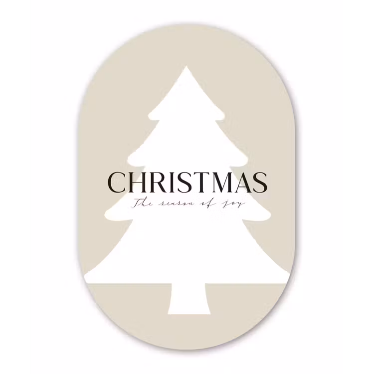 Muurovaal - Kerstboom - Japandi - Christmas - Beige — 3