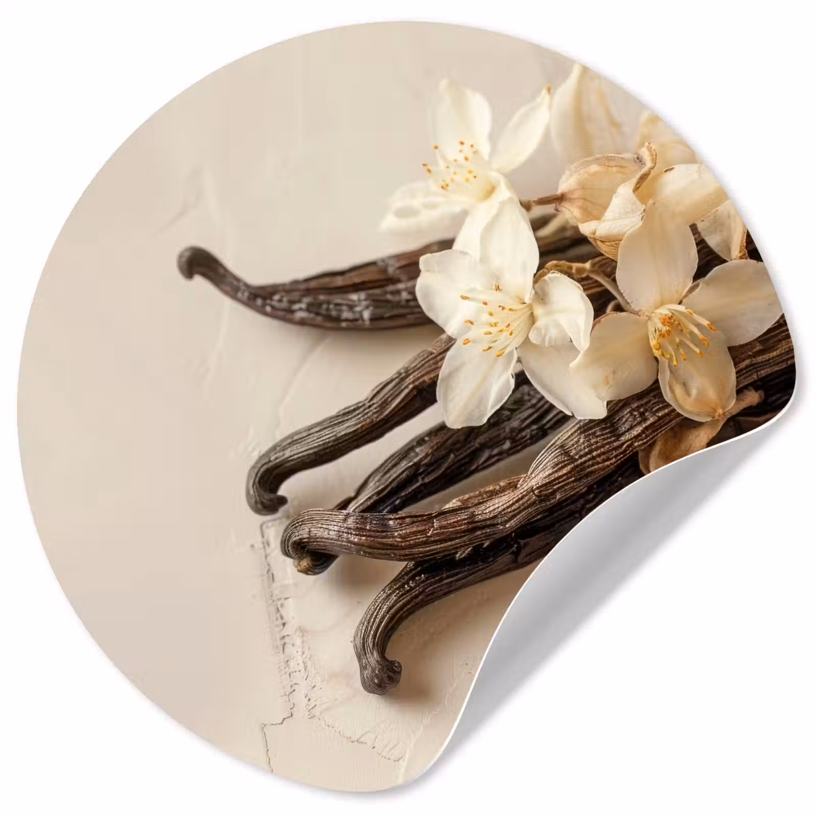 Behangcirkel - Vanille - Bloemen - Beige — 1