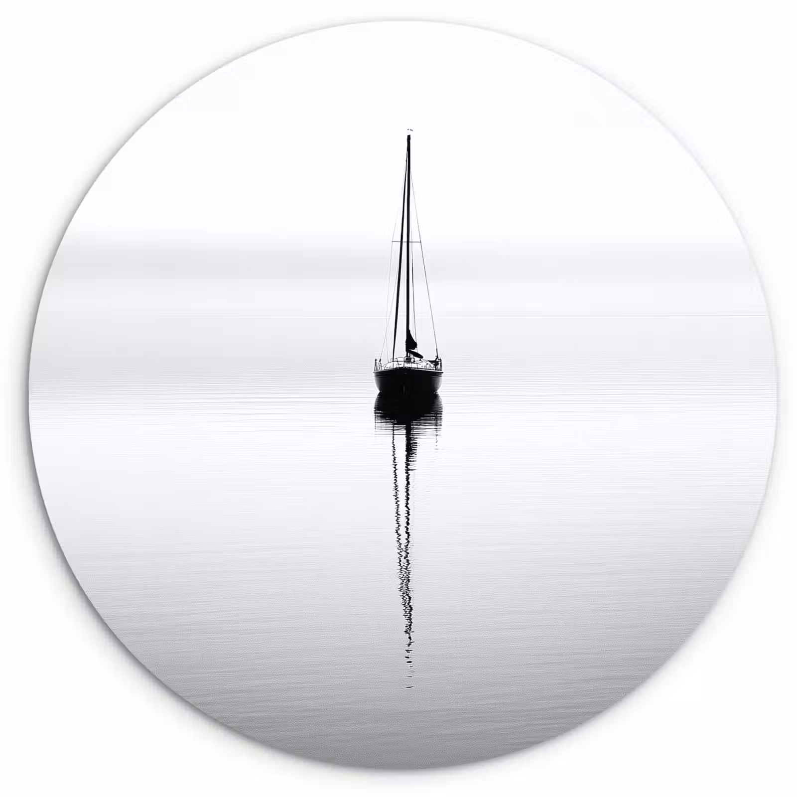 Muurcirkel - Zeilboot - Zwart - Water - Silhouet — 1