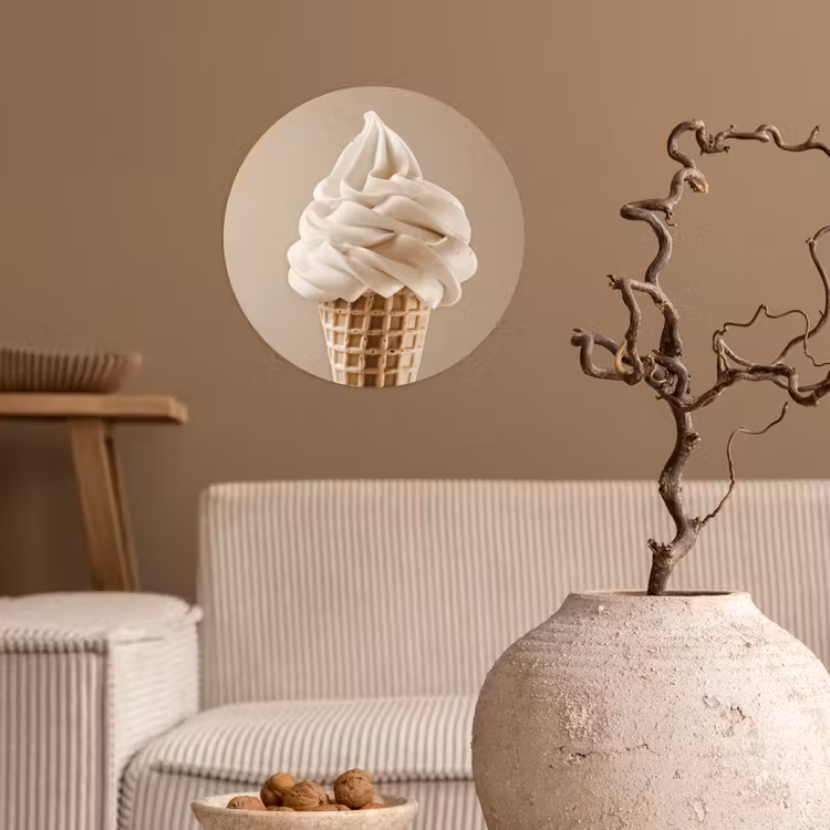 Behangcirkel - IJs - Softijs - Romig - Hoorntje - Beige — 2