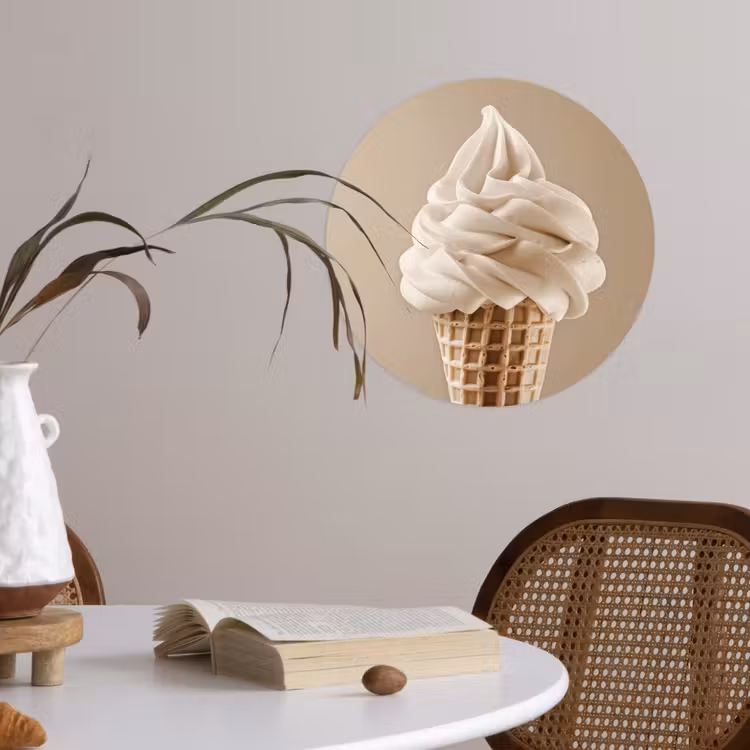 Behangcirkel - IJs - Softijs - Romig - Hoorntje - Beige — 4