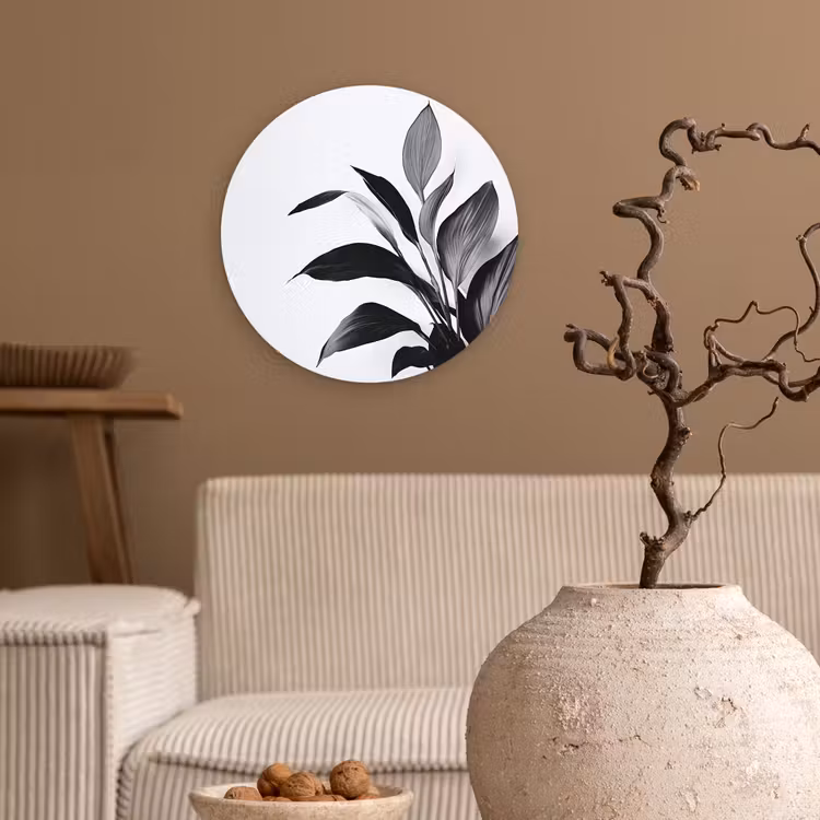 Muurcirkel - Plant - Bladeren - Minimalistisch - Zwart — 2