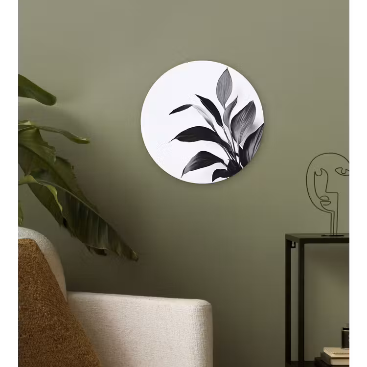 Muurcirkel - Plant - Bladeren - Minimalistisch - Zwart — 3