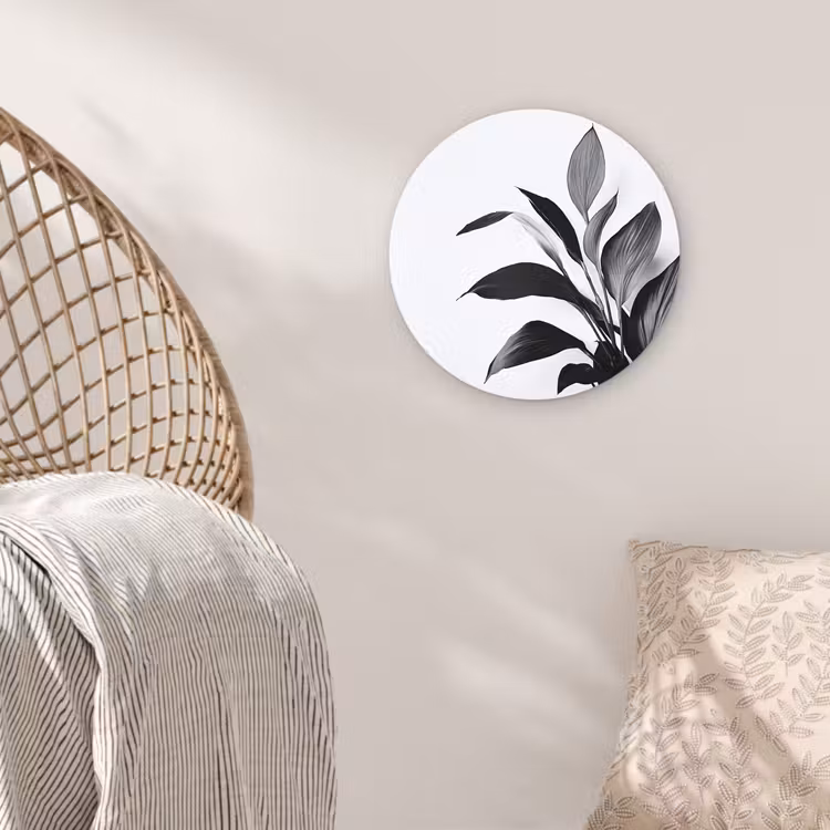 Muurcirkel - Plant - Bladeren - Minimalistisch - Zwart — 5