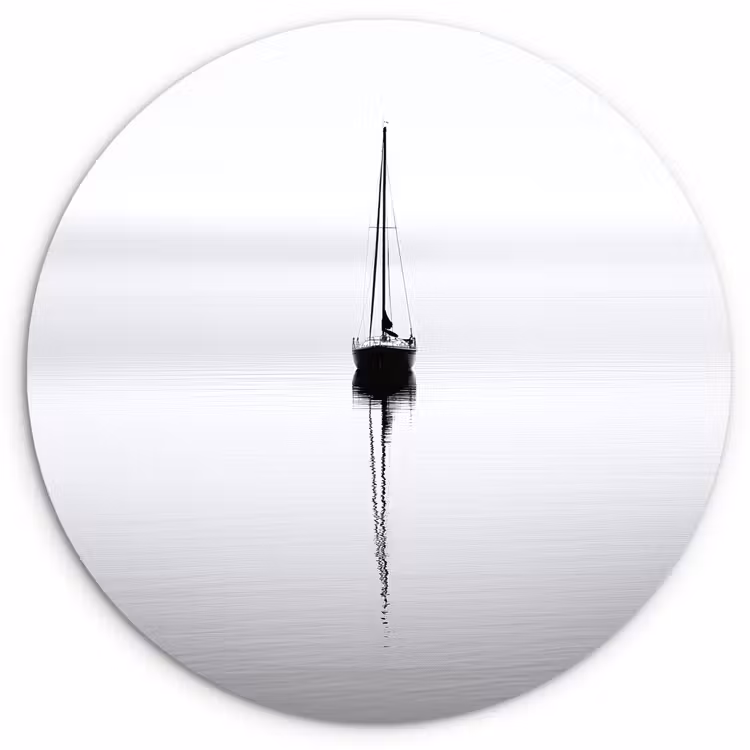 Muurcirkel - Zeilboot - Zwart - Water - Silhouet — 1