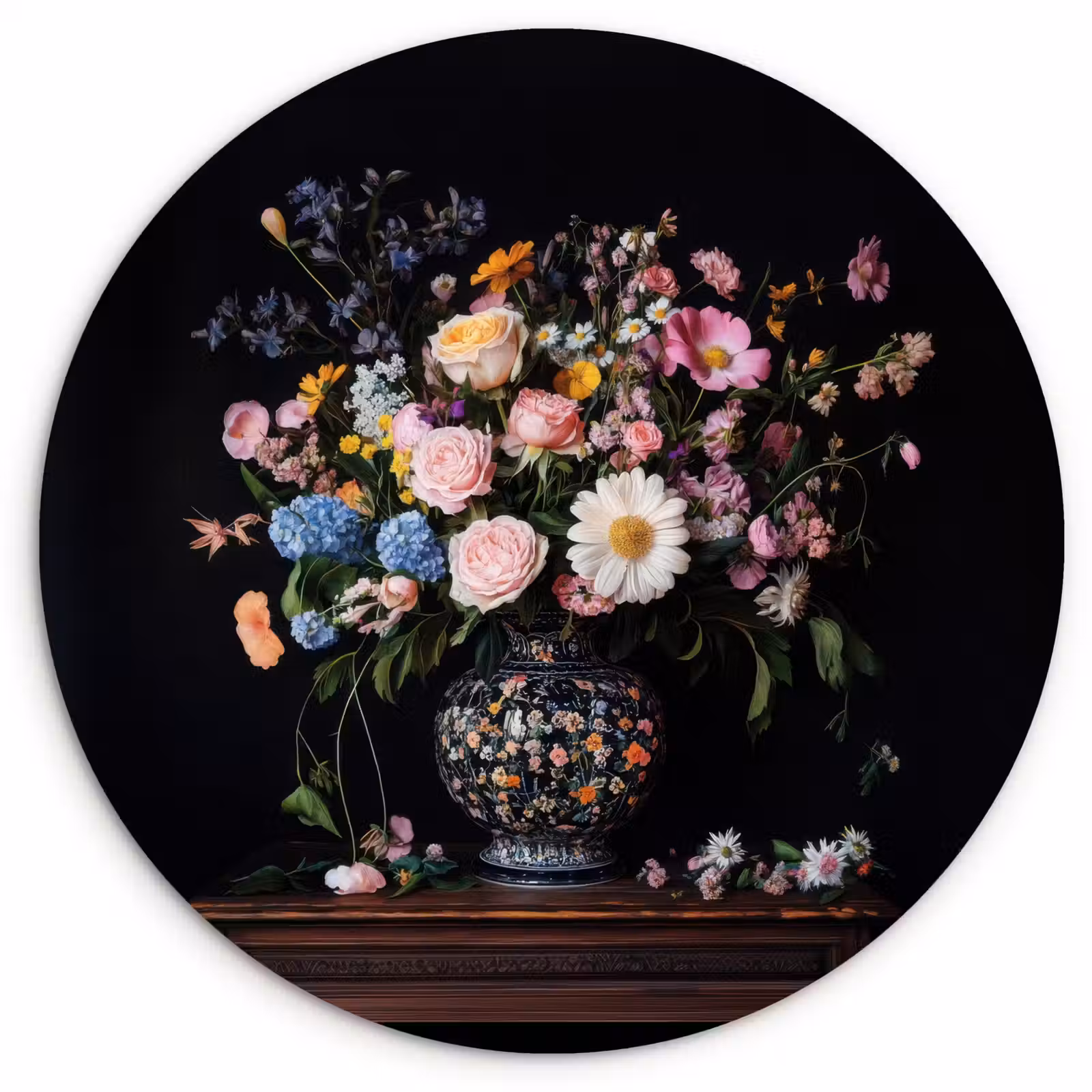 Muurcirkel - Bloemenvaas - Hout - Bloemen - Boeket — 1