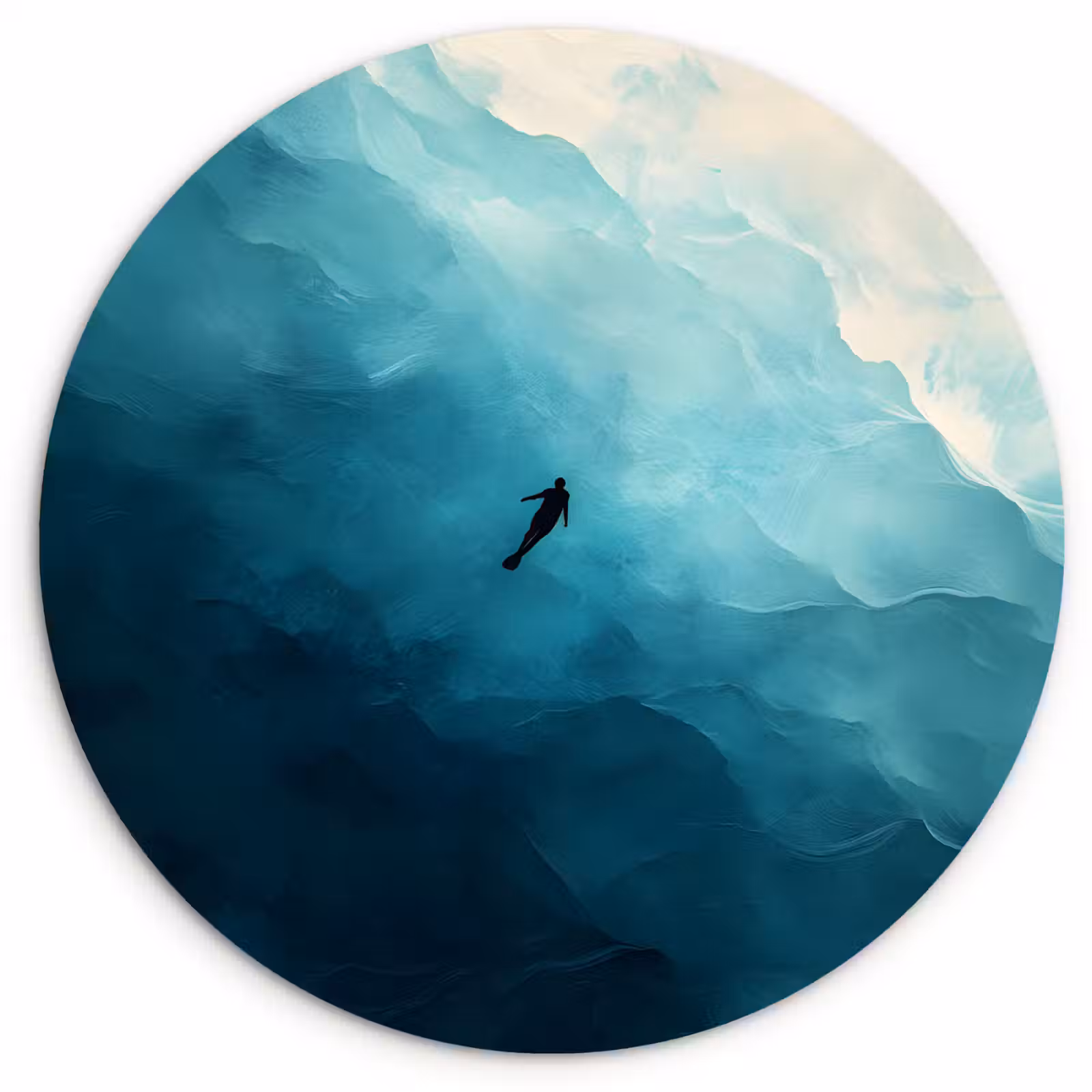Muurcirkel - Zee - Silhouet - Abstract - Blauw — 1