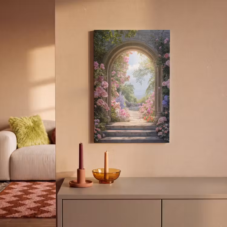 Canvas schilderij - Doorkijk - Rozen - Vintage - Bloemen — 2