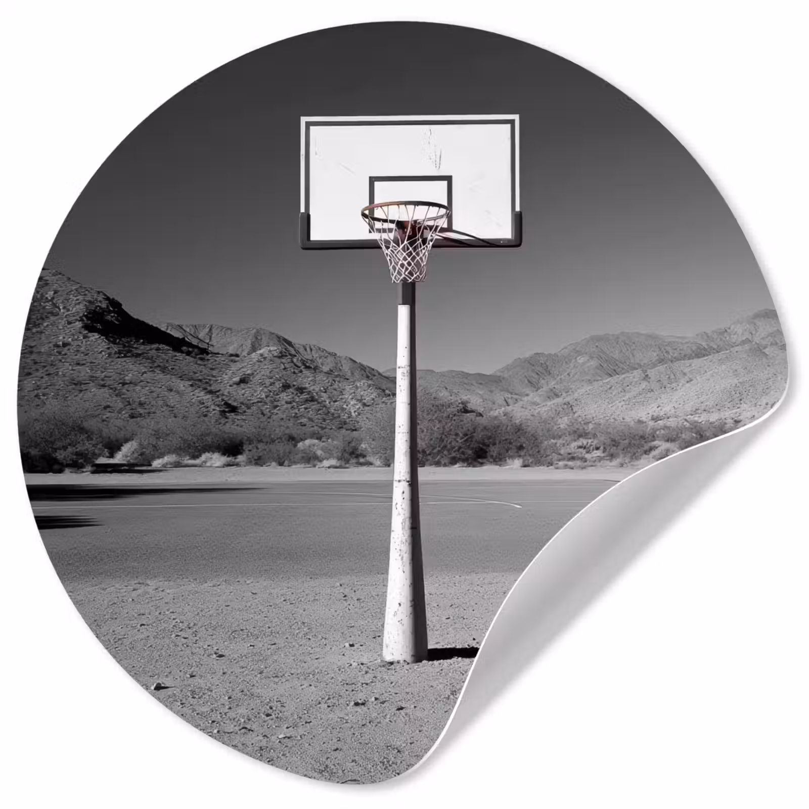Behangcirkel - Basketbalpaal - Landschap - Zand - Wit — 1