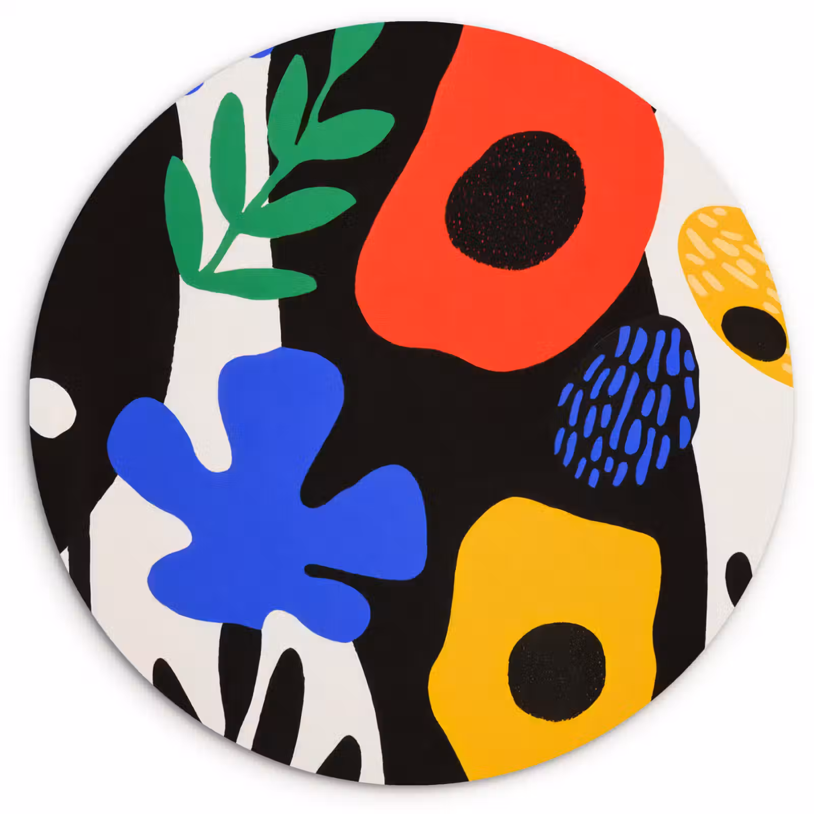Muurcirkel - Bloemen - Bladeren - Abstract - Zwart — 1