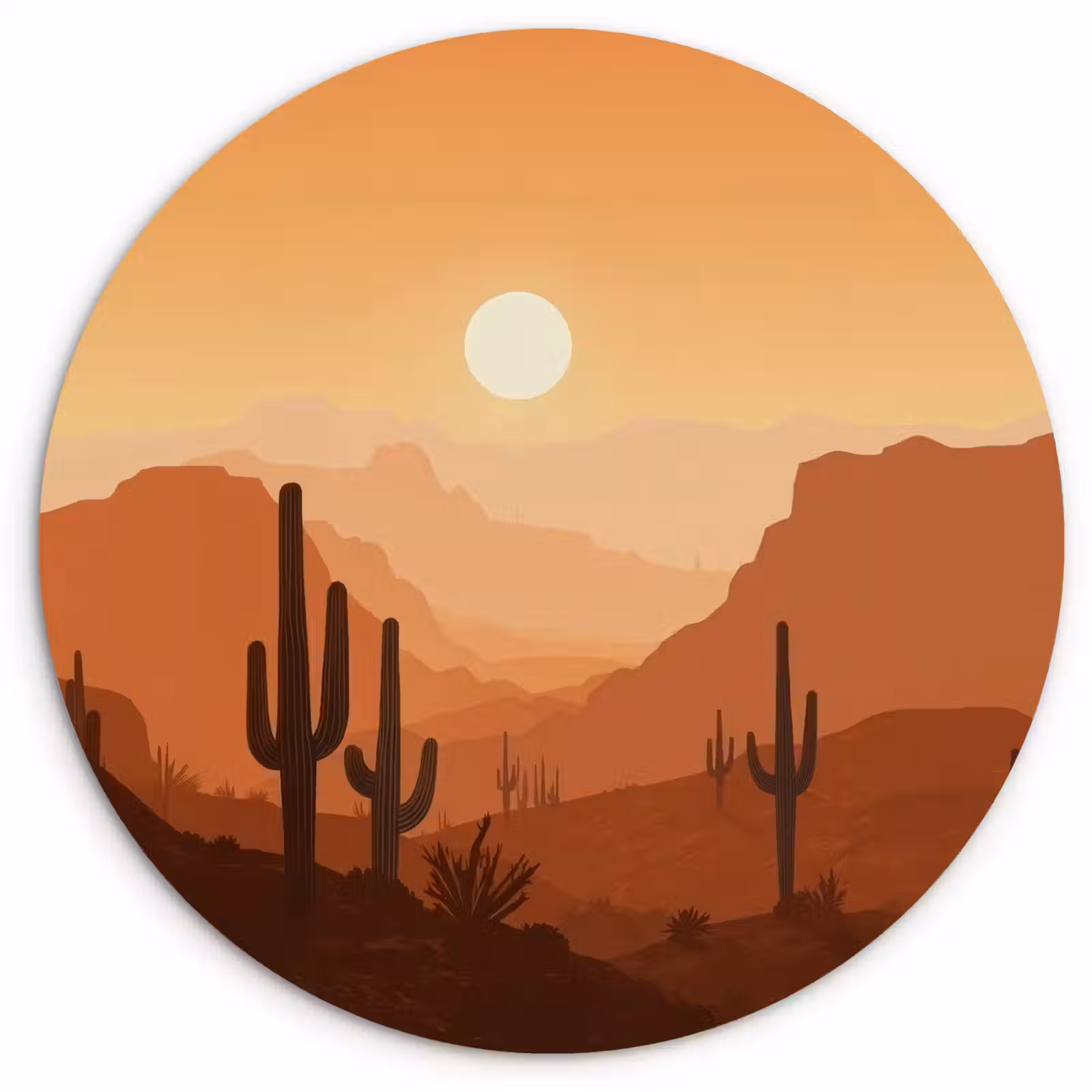 Muurcirkel - Landschap - Woestijn - Cactussen - Zon — 1