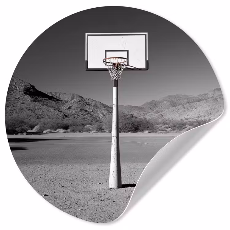 Behangcirkel - Basketbalpaal - Landschap - Zand - Wit — 1