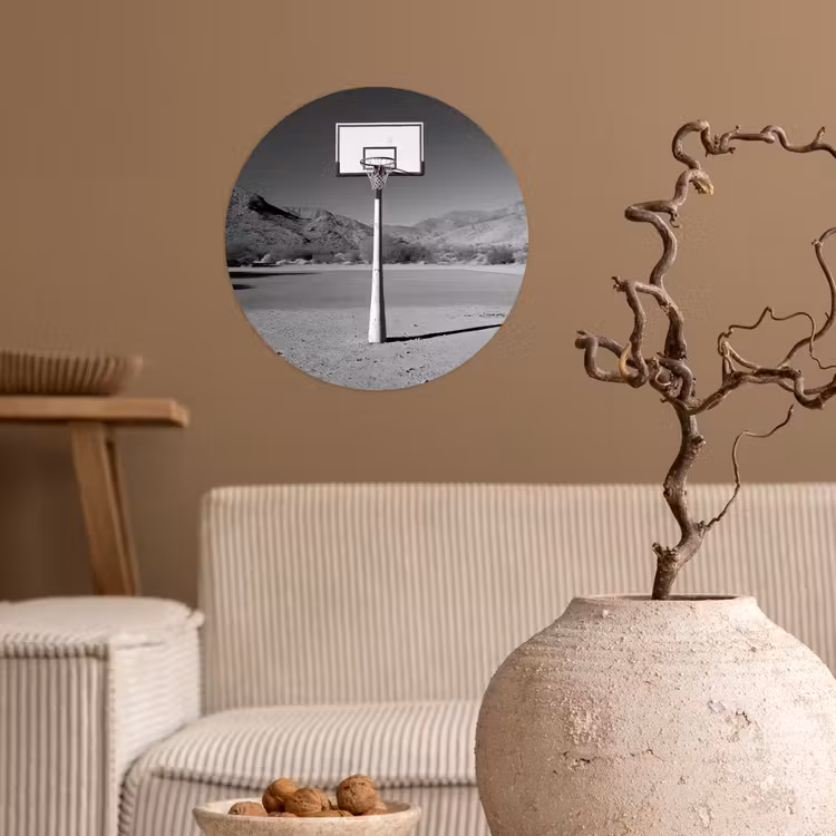 Behangcirkel - Basketbalpaal - Landschap - Zand - Wit — 2
