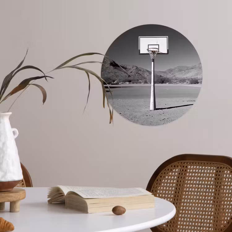 Behangcirkel - Basketbalpaal - Landschap - Zand - Wit — 4