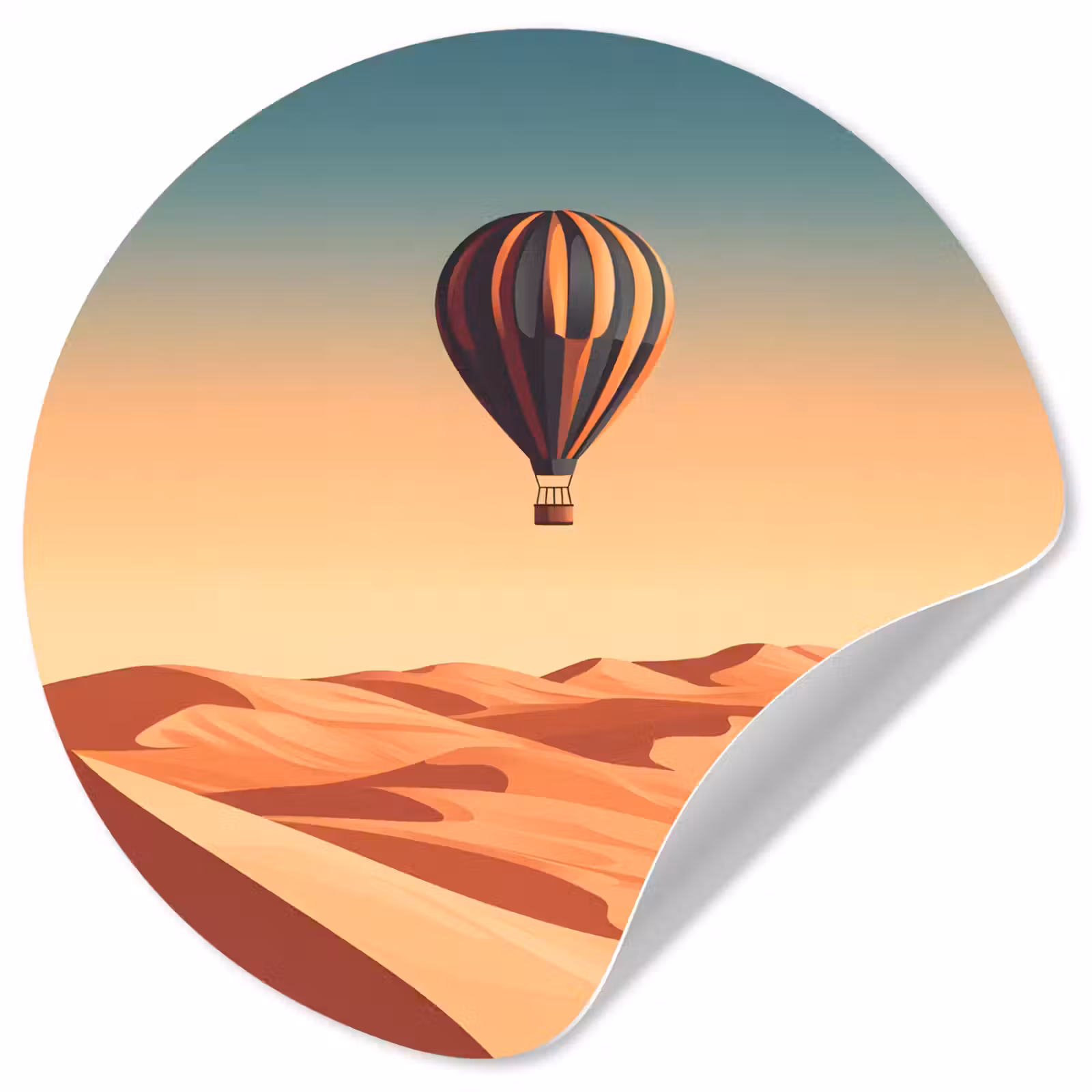 Behangcirkel - Luchtballon - Woestijn - Zonsondergang - Blauw — 1
