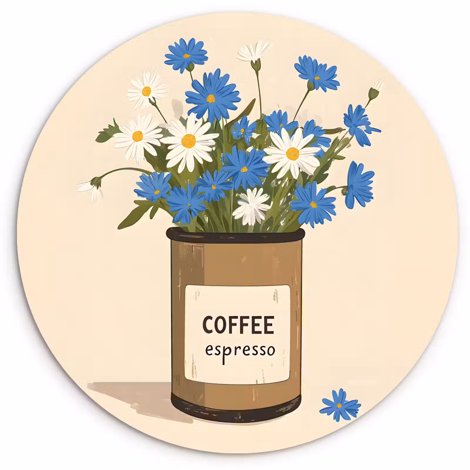 Muurcirkel - Coffee - Blik - Minimalistisch - Bloemen — 1
