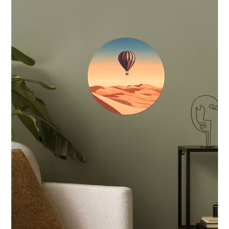 Behangcirkel - Luchtballon - Woestijn - Zonsondergang - Blauw — 3