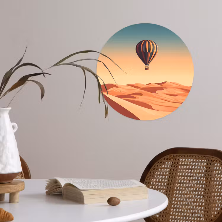 Behangcirkel - Luchtballon - Woestijn - Zonsondergang - Blauw — 4