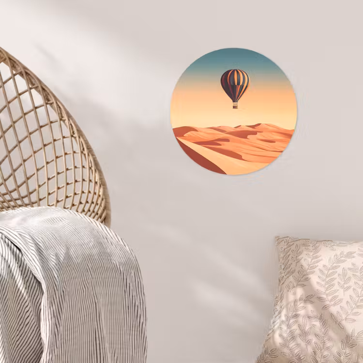 Behangcirkel - Luchtballon - Woestijn - Zonsondergang - Blauw — 5