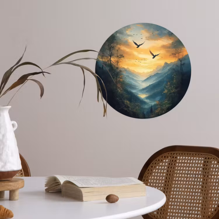 Behangcirkel - Vogels - Zon - Bomen - Groen — 4