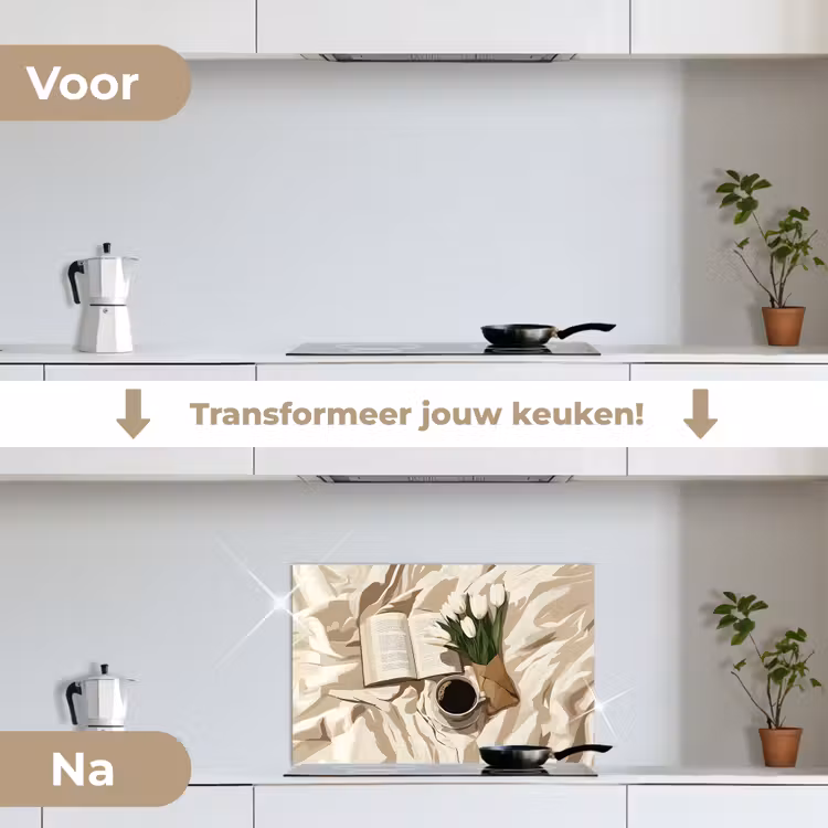 Spatscherm keuken - Boek - Illustratie - Tulpen - Koffie — 3