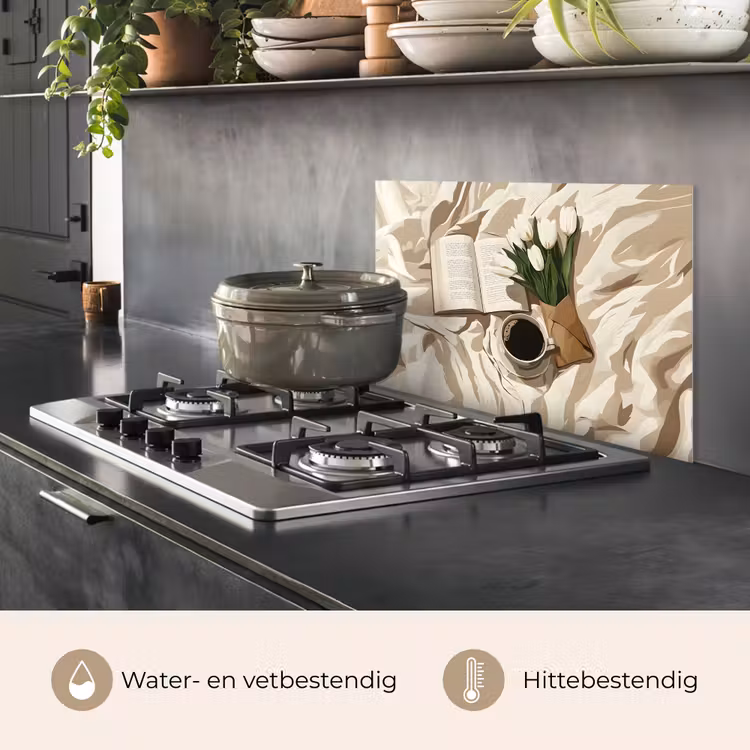 Spatscherm keuken - Boek - Illustratie - Tulpen - Koffie — 7