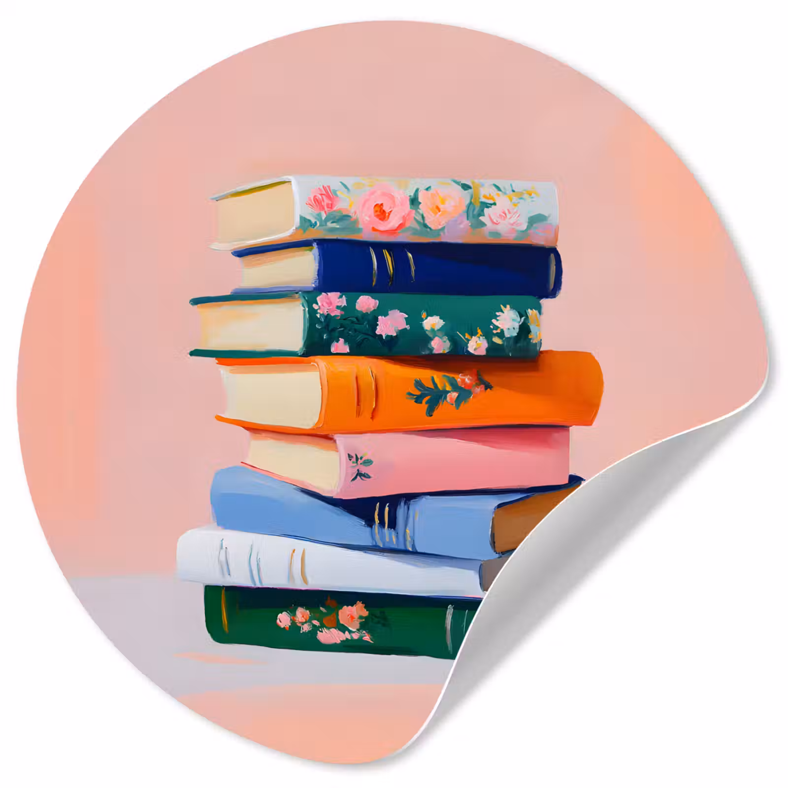 Behangcirkel - Boeken - Stapel - Kleurrijk — 1