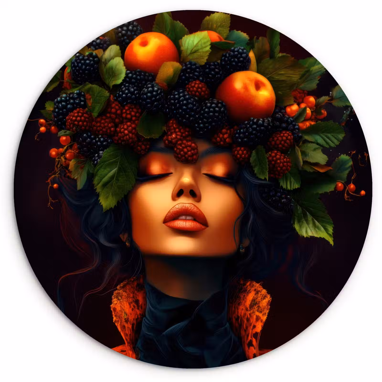 Muurcirkel - Vrouw - Zwart - Bessen - Bramen - Appels — 1