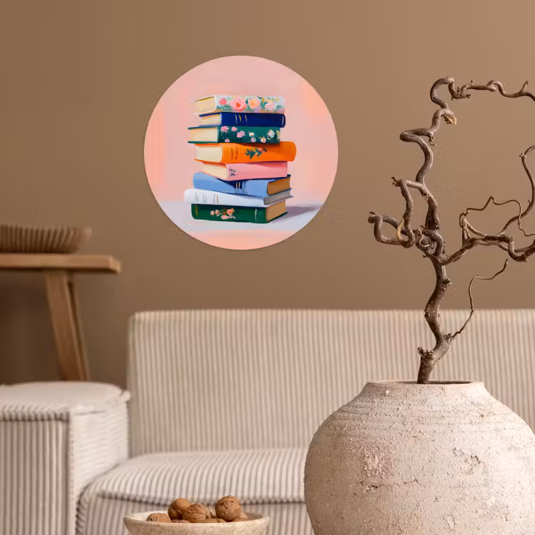 Behangcirkel - Boeken - Stapel - Kleurrijk — 2