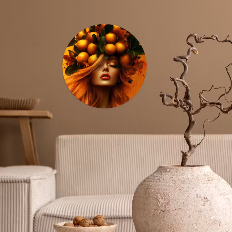Behangcirkel - Vrouw - Citroenen - Bloesem - Geel — 2