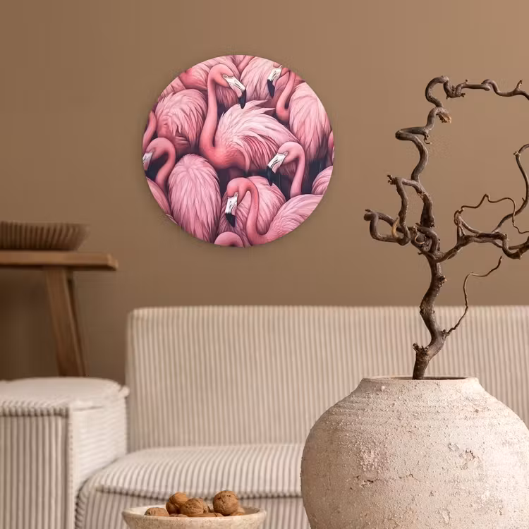 Muurcirkel - Flamingo - Roze - Dieren — 2