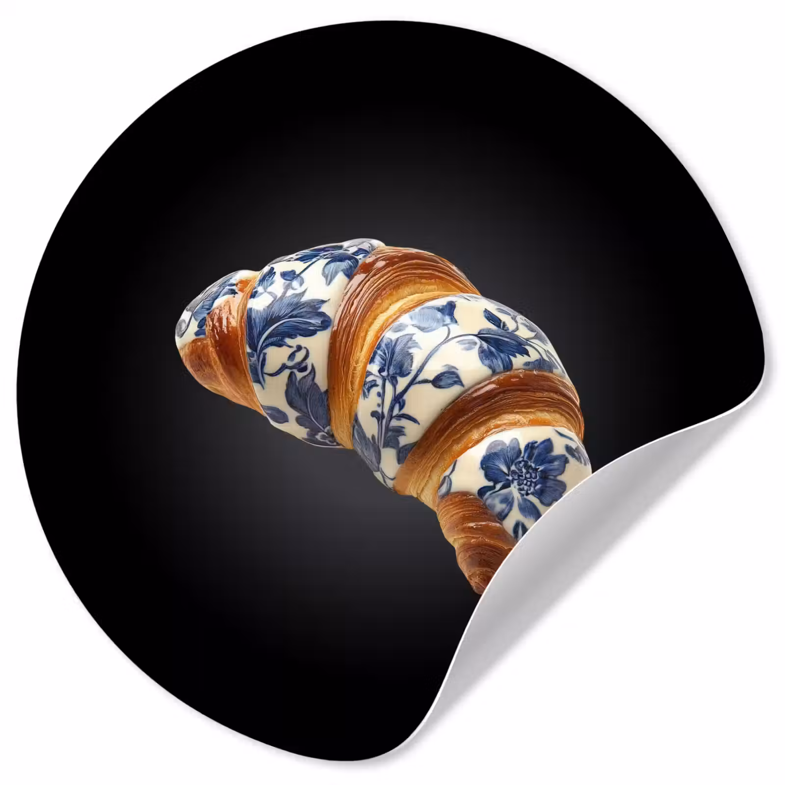 Behangcirkel - Croissant - Bloemenpatroon - Delftsblauw — 1
