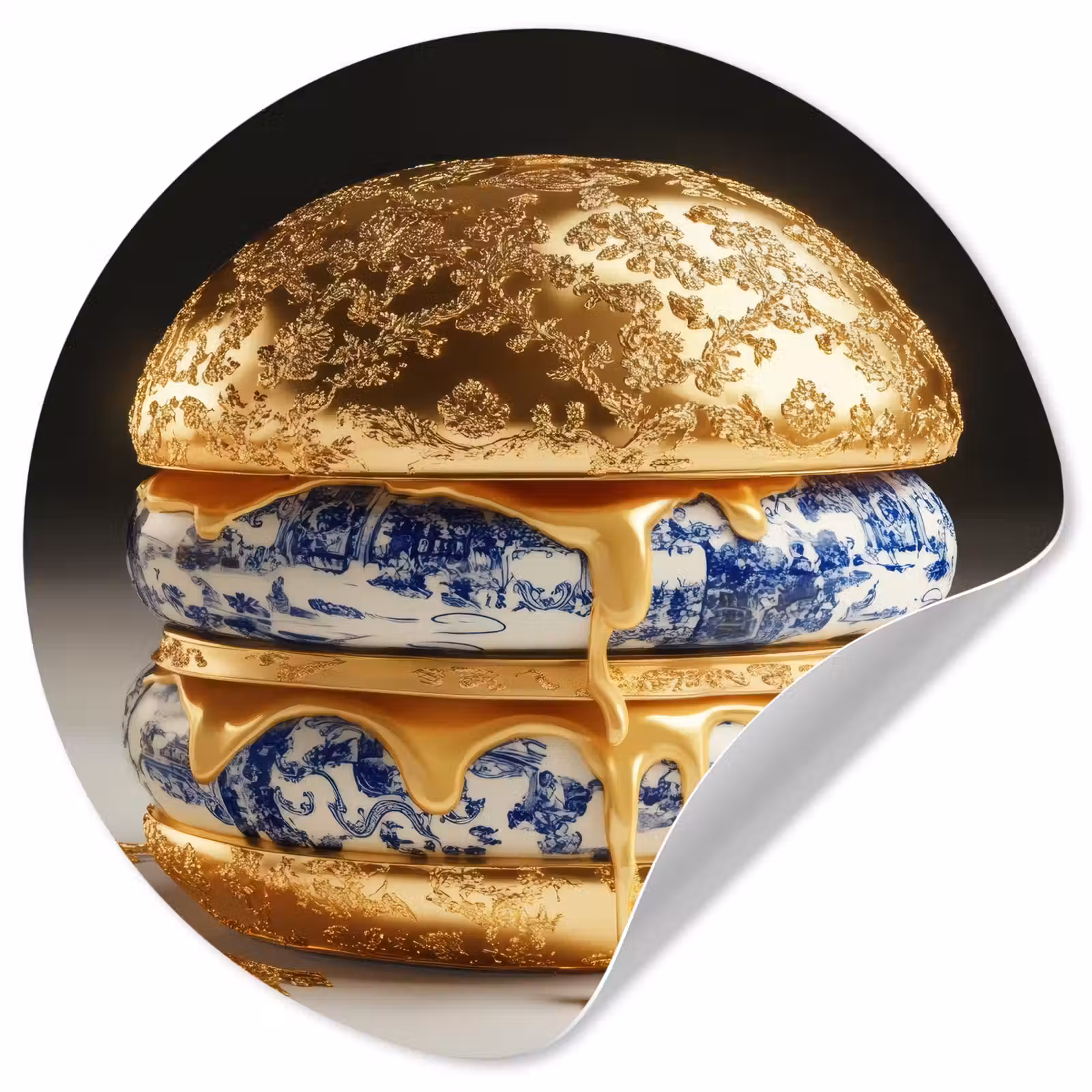 Behangcirkel - Delftsblauw - Goud - Burger — 1