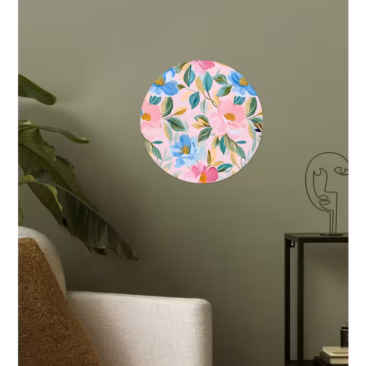 Behangcirkel - Blauw - Roze - Bloemen — 3