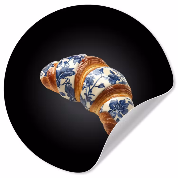 Behangcirkel - Croissant - Bloemenpatroon - Delftsblauw — 1