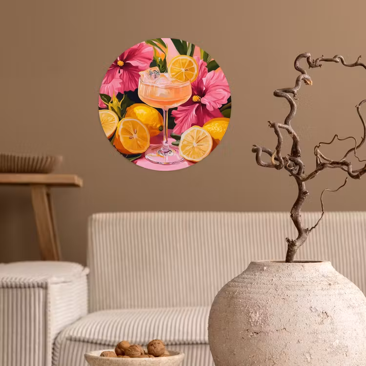 Behangcirkel - Drink - Bloemen - Yellow — 2