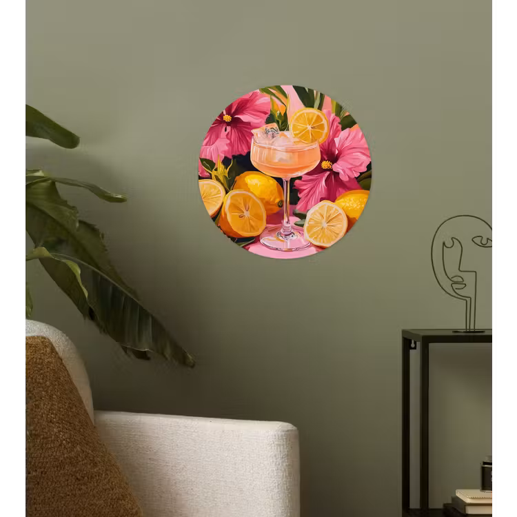 Behangcirkel - Drink - Bloemen - Yellow — 3