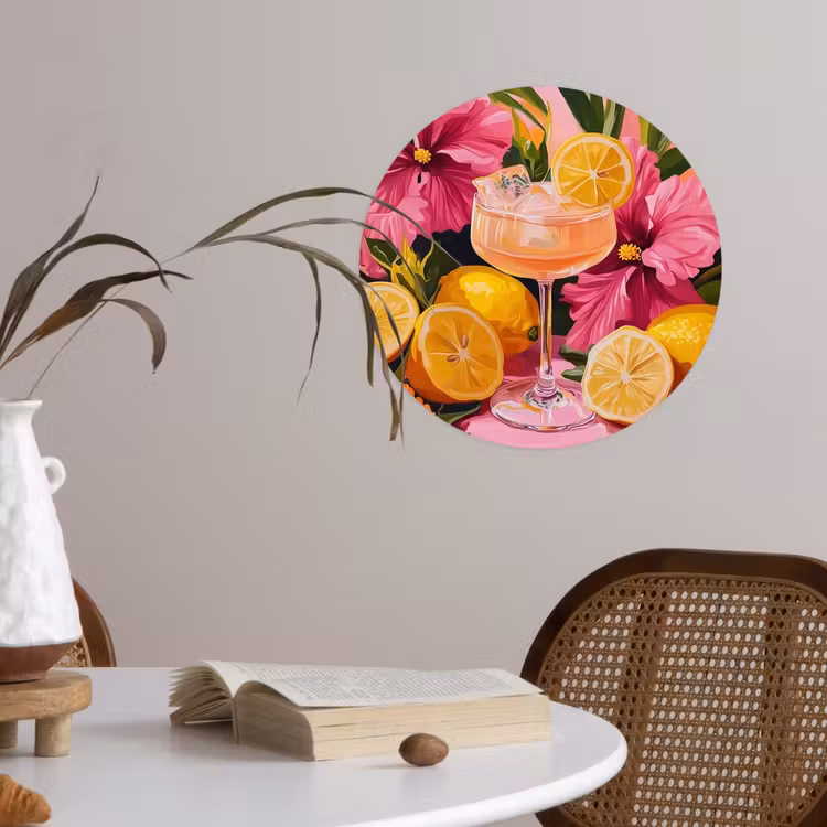 Behangcirkel - Drink - Bloemen - Yellow — 4