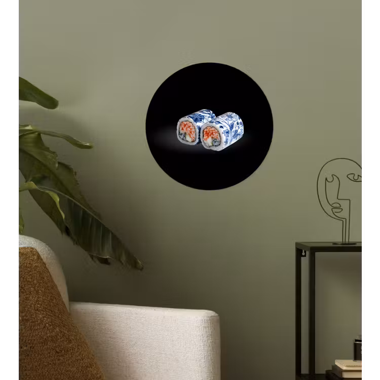 Behangcirkel - Sushi - Delfts blauw - Rijst - Vis - Elegant — 3