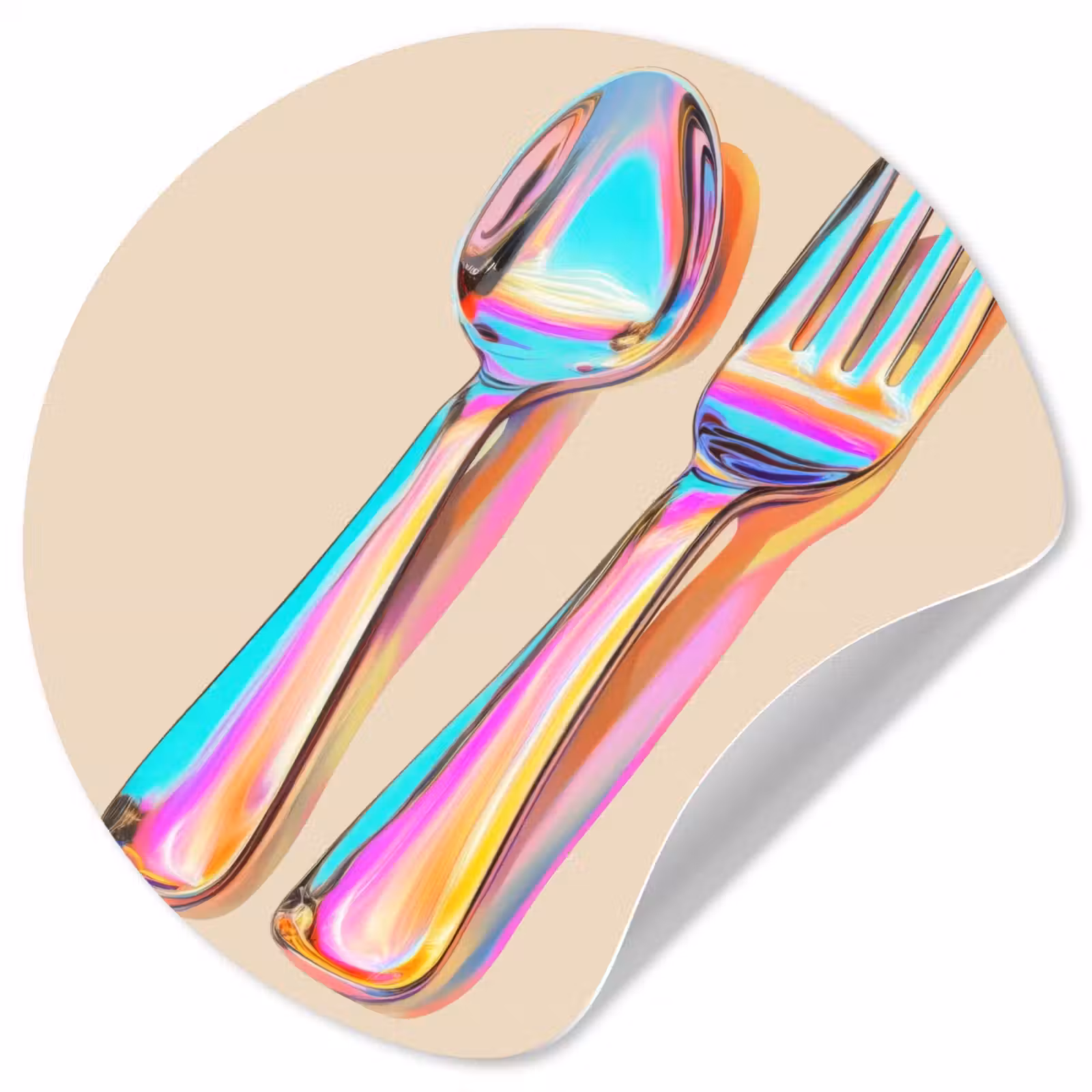 Behangcirkel - Regenboog - Lepel - Vork — 1