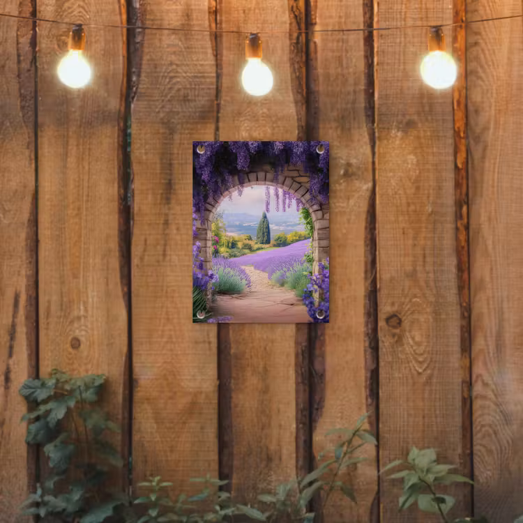 Tuinposter - Doorkijk - Lavendel - Bloemen - Paars - Poort — 2