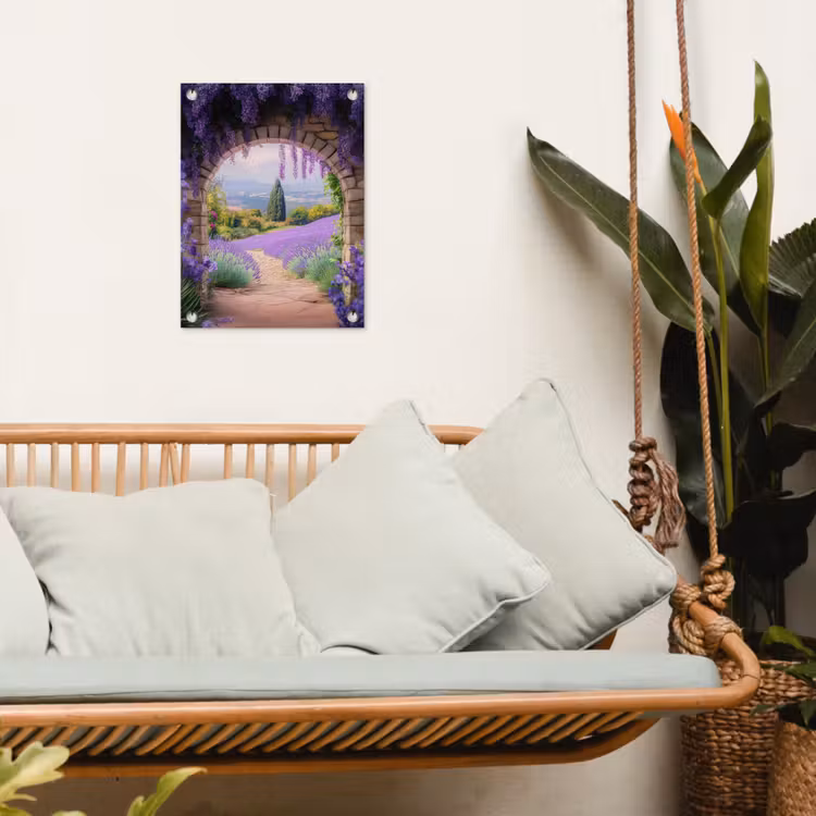 Tuinposter - Doorkijk - Lavendel - Bloemen - Paars - Poort — 5