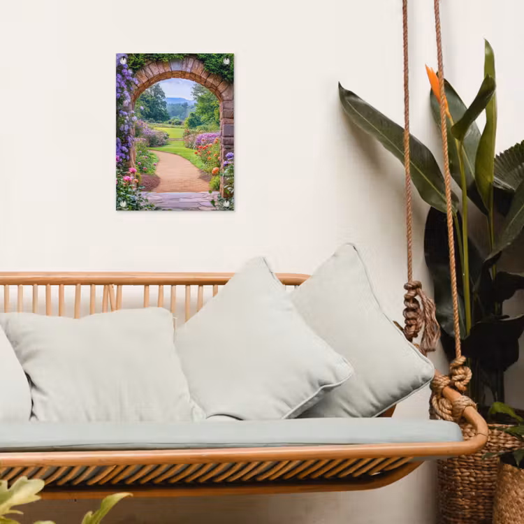 Tuinposter - Doorkijk - Poort - Bloemen - Tuin — 5