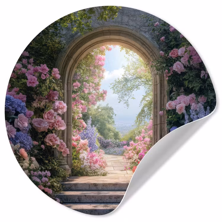 Behangcirkel - Doorkijk - Rozen - Vintage - Bloemen — 1