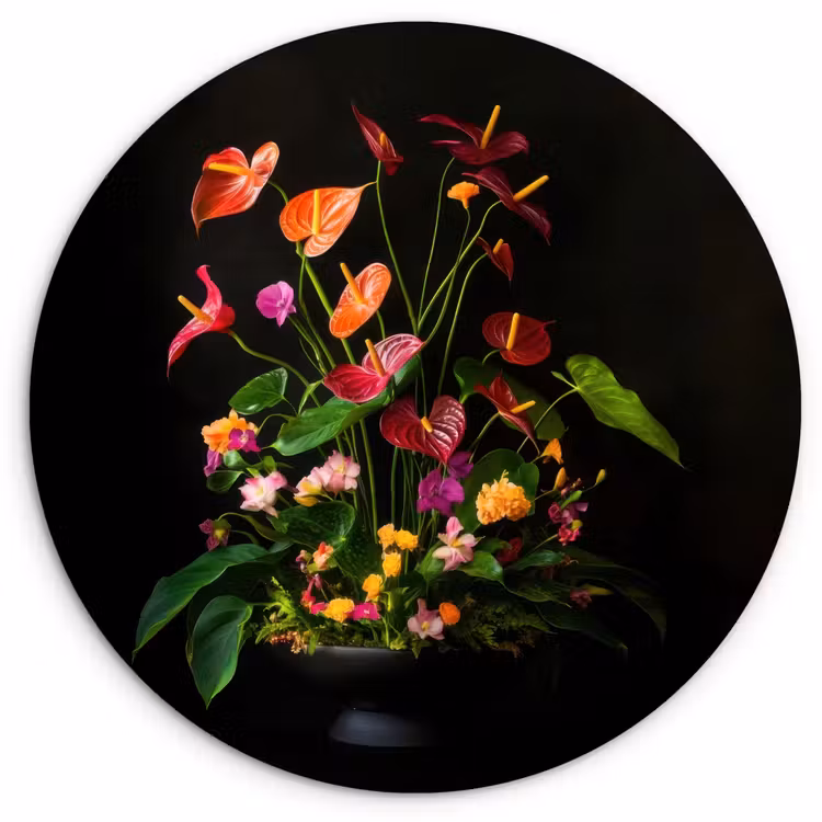 Muurcirkel - Bloemen - Vaas - Kleurrijk — 1