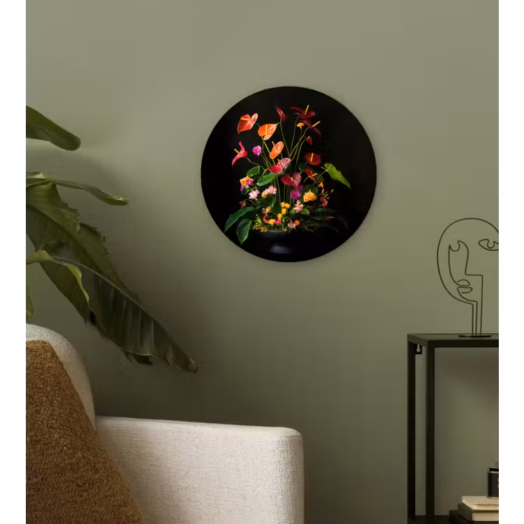 Muurcirkel - Bloemen - Vaas - Kleurrijk — 3