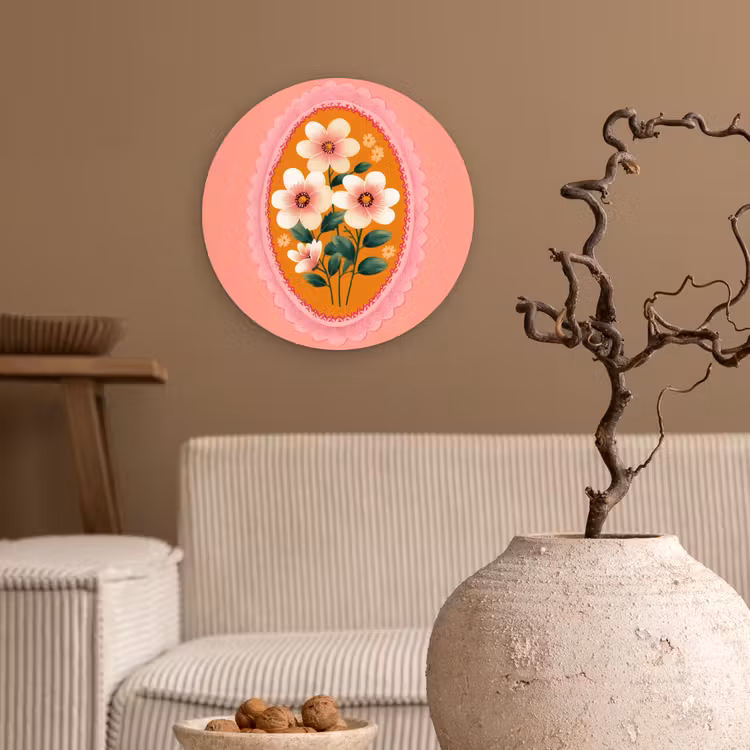 Muurcirkel - Illustratie - Bloemen - Rand - Roze — 2