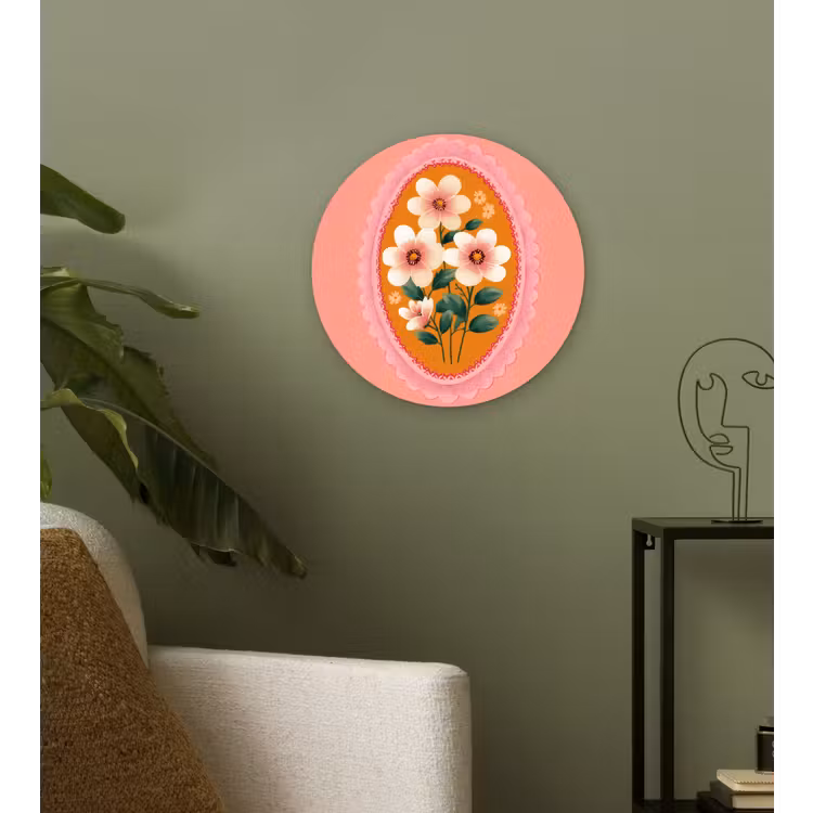 Muurcirkel - Illustratie - Bloemen - Rand - Roze — 3